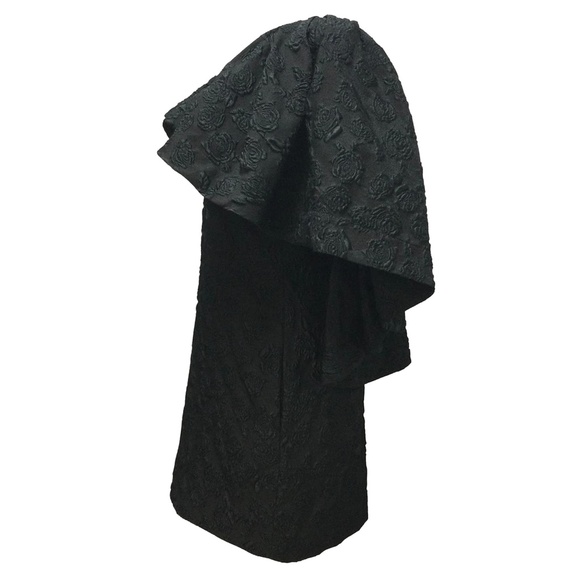 CALVIN KLEIN 205W39NYC Black HighNeck Ruffle Floral Jacquard Mini Cocktail Dress - Picture 4 of 9